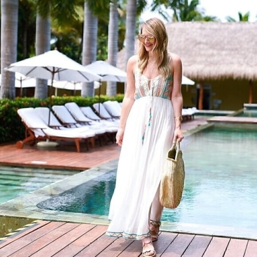 NWT Raga Anthropologie Coastland Babydoll Maxi Dress Medium - Picture 2 of 9